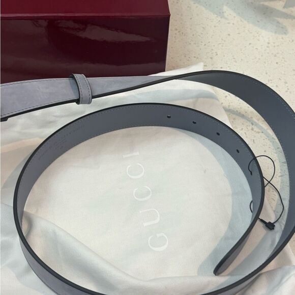 NEW Gucci Gray SUEDE Leather Belt with Silver GG Buckle size 95/38 main image 12